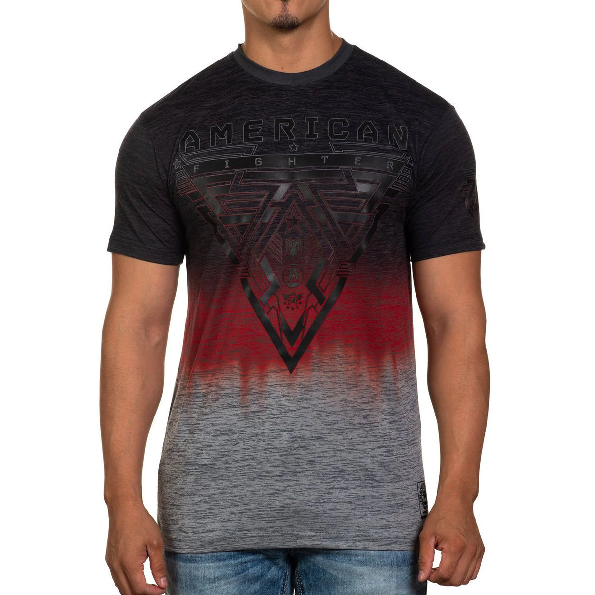 Playera Para Caballero American Fighter Gris rojo 5036 BRONCO Tu tienda vaquera