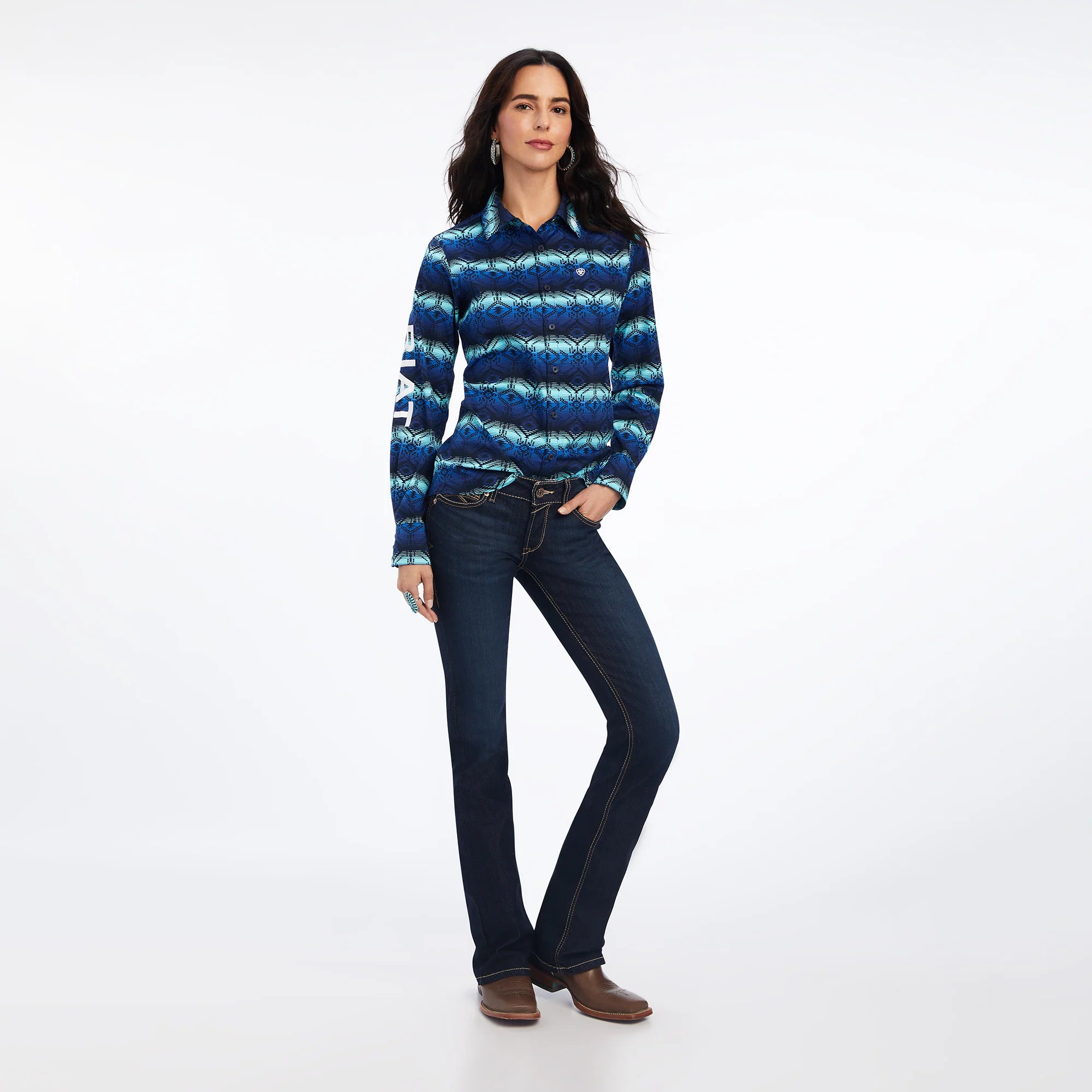 Camisa Ariat Para Dama Color Azul Rey Con Diseno 10041435 BRONCO Tu tienda vaquera